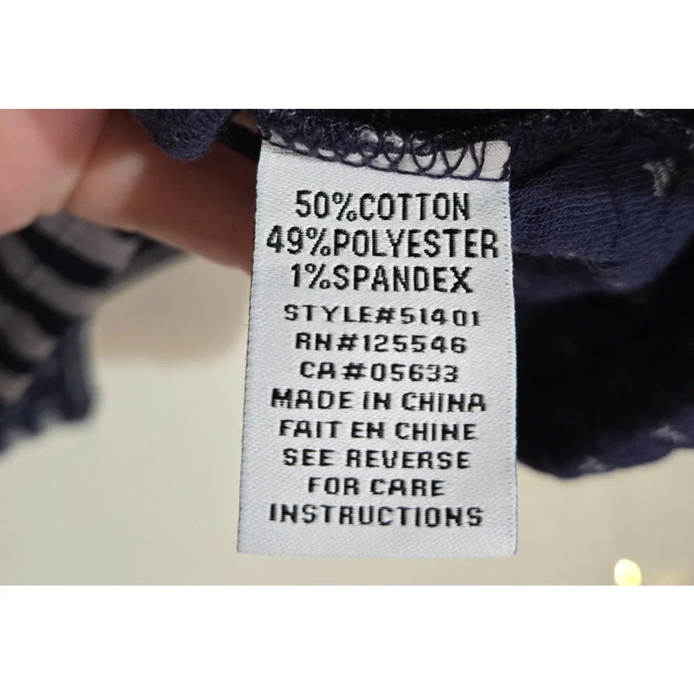 HABITAT Women's Asymmetrical Striped 3/4 Sleeve Top XL Navy Blue Gray Nautical - Picture 8 of 12
